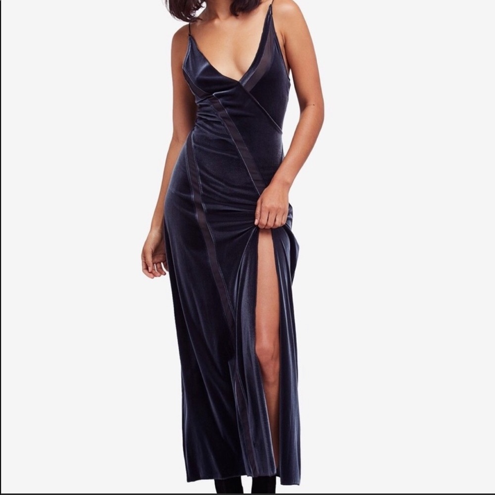 Free people Velvet intimate maxi slit dress